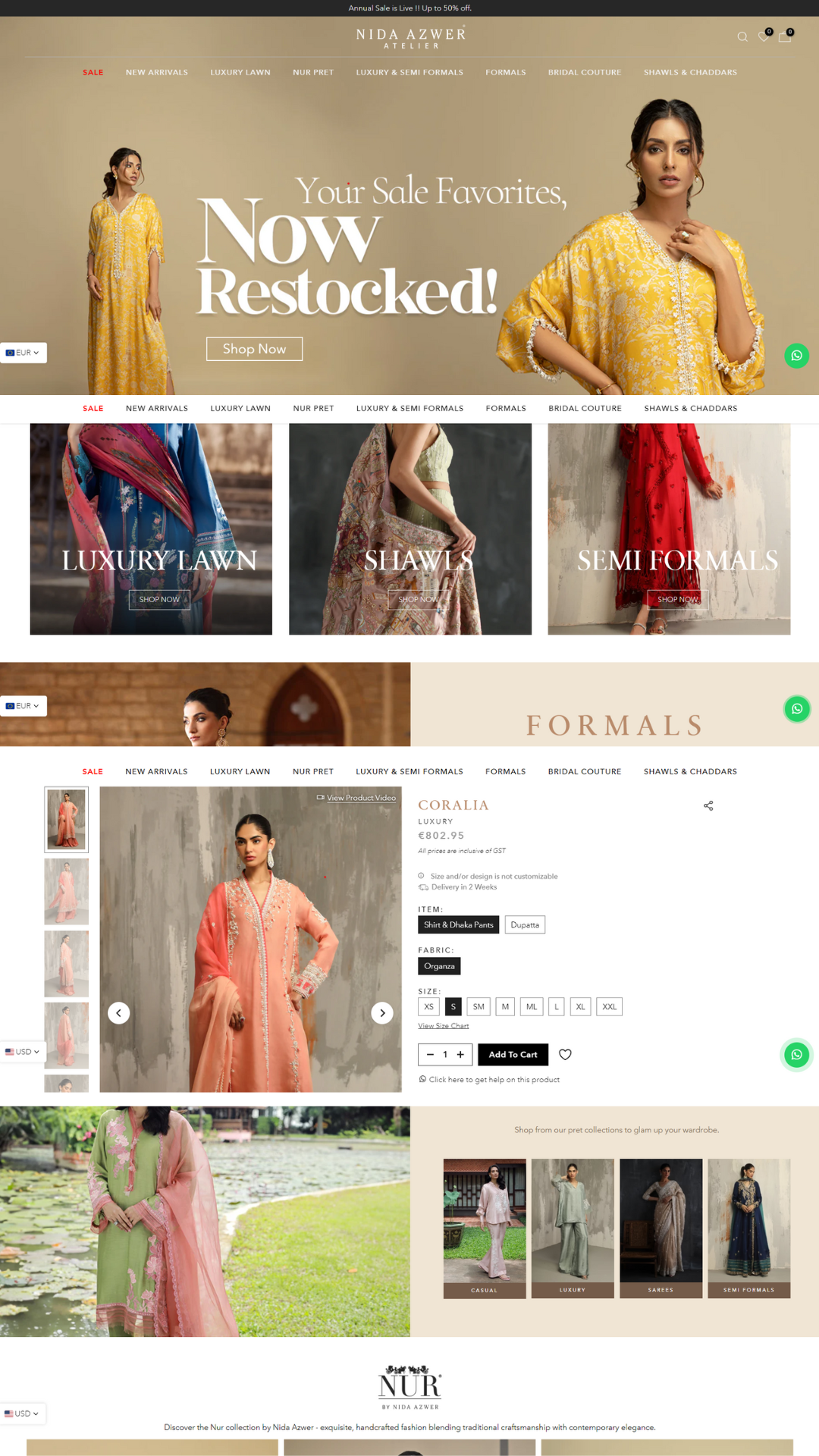 Site de boutique de vêtements traditionnels de luxe indien et pakistanais